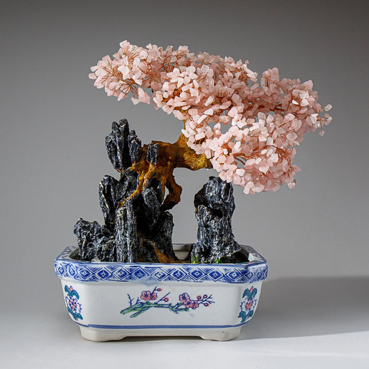 Rose Quartz Gemstone Bonsai Tree